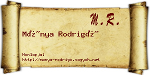 Mánya Rodrigó névjegykártya
